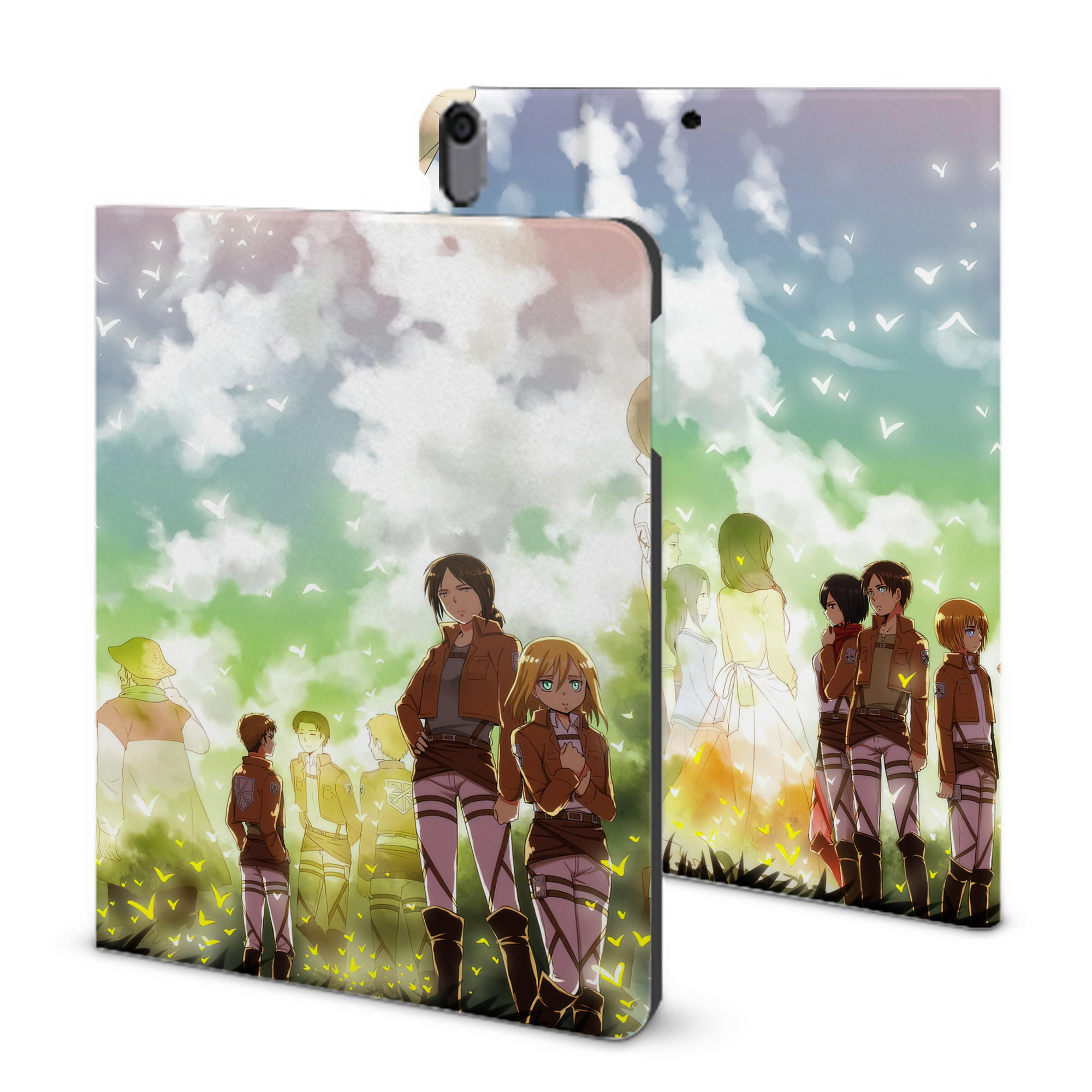 （画像用） 進撃の巨人 Attack on Titan IPad ケース ブック型 PUレザー TPU 耐衝撃 軽量 薄型 ペン収納なし 全面保護 IPad 各モデル対応